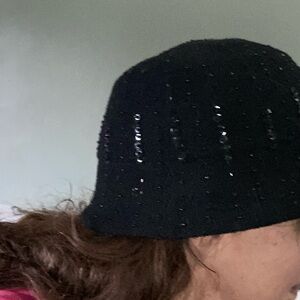 Black Sequin Bucket Hat Nine West Wool 70 %